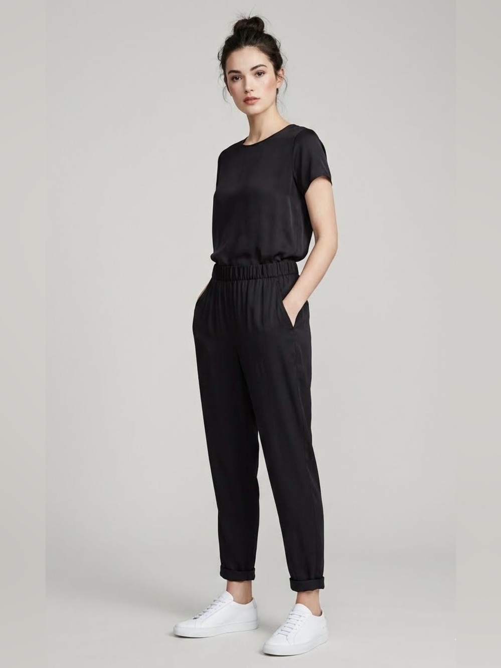 T by Alexander Wang Black Silk High-Rise Jogger Pants Size 4